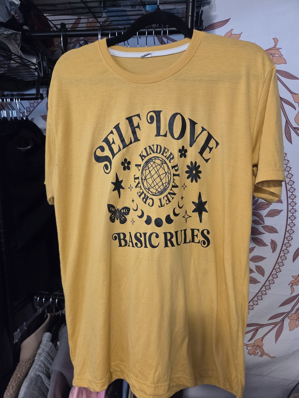Self Love Graphic Tee - Yellow Short Sleeve Top by